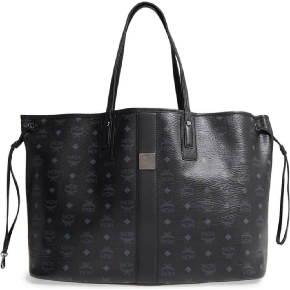 MCM BLACK LIZ REVERSIBLE LARGE TOTE w/ POUCH